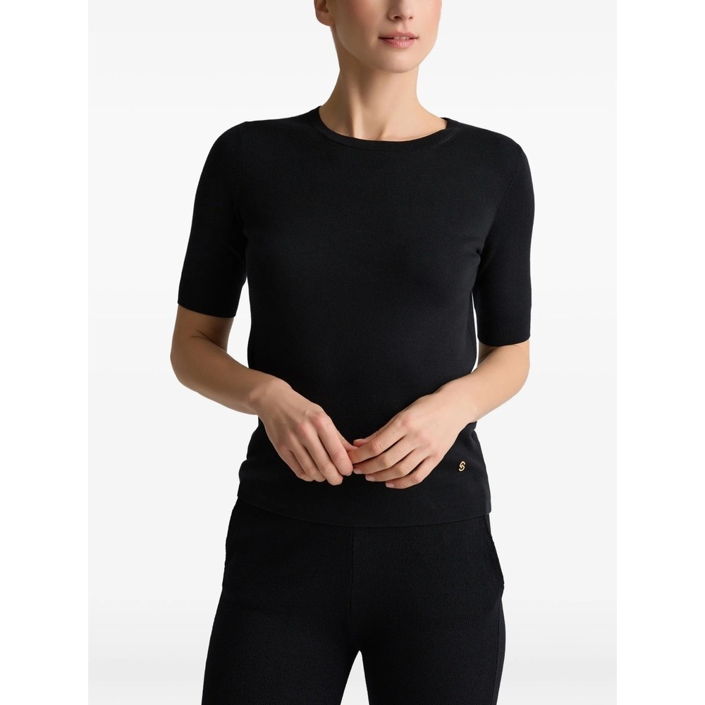 BNWT St. John Luxury Silk Knit All-Season Marlie Sweater, Gold Emblem, Reg $695 - Picture 4 of 6